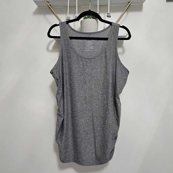 Time and Tru Gray Ruched Side Sleeveless Maternity Basic T-Shirt Tank Top Sz XL - Picture 3 of 7